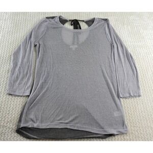 C.Gray sheer  3/4 Sleeve tie back tunic top
